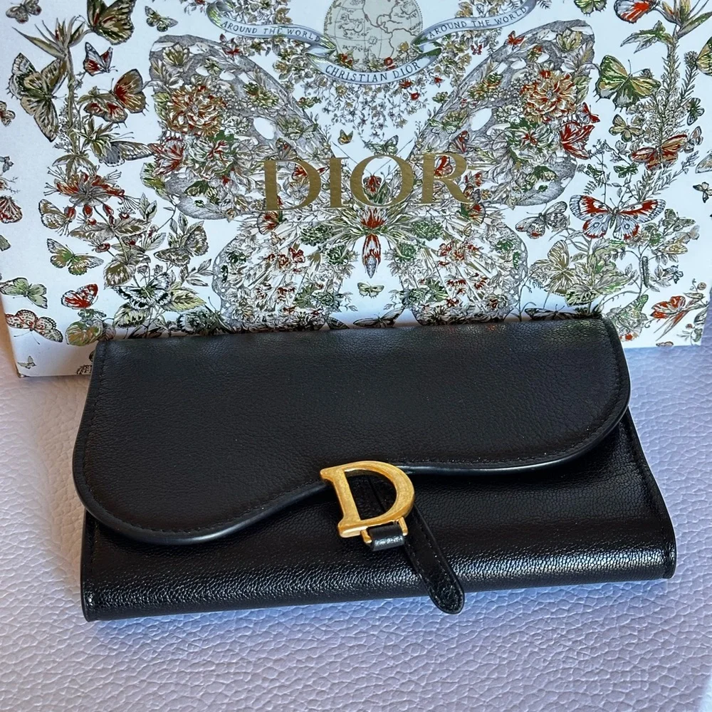 DIOR Saddle Long Wallet Goatskin